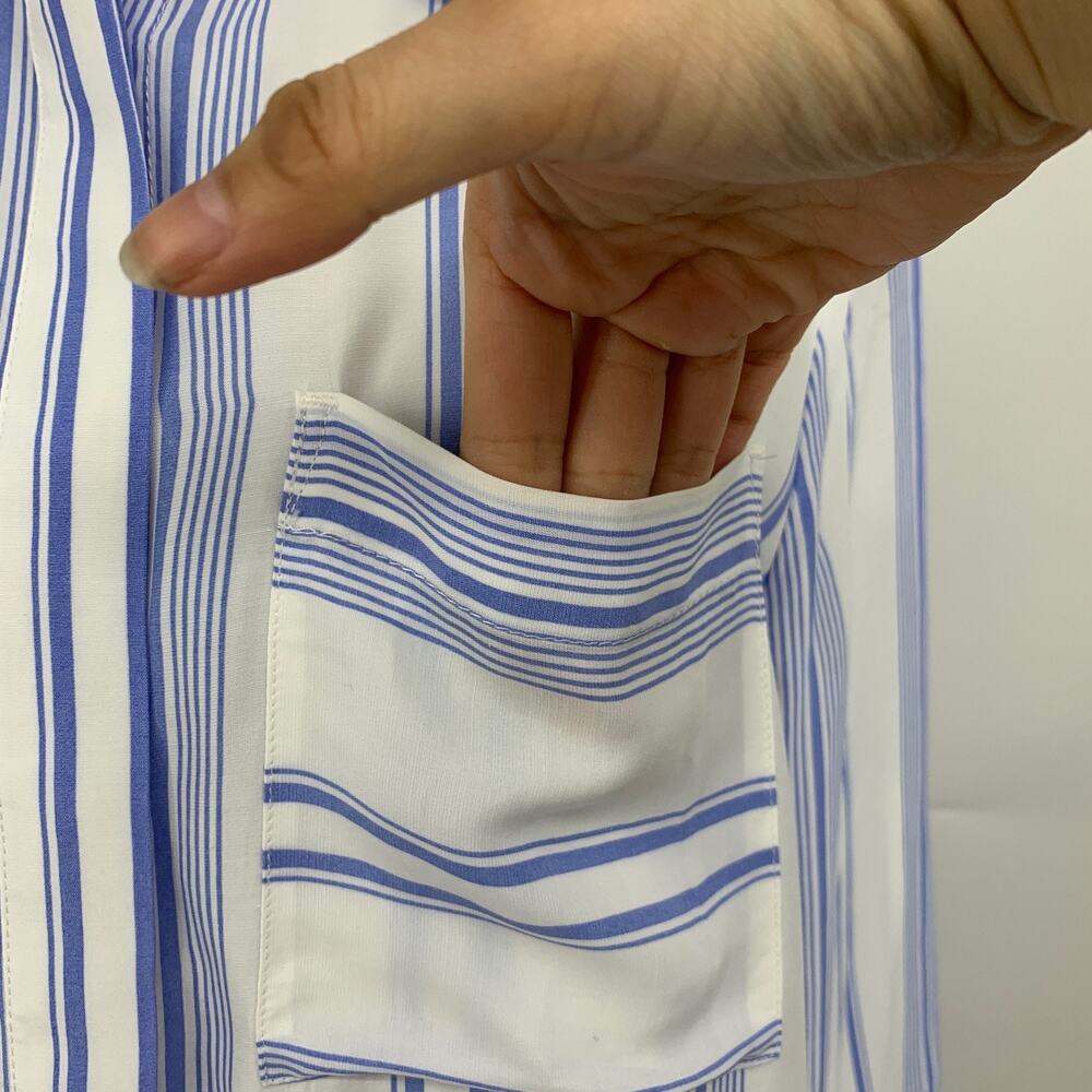 Soft Surroundings Shirt Womens S Small White Blue Ladson Striped Oversized Tunic - Picture 3 of 11